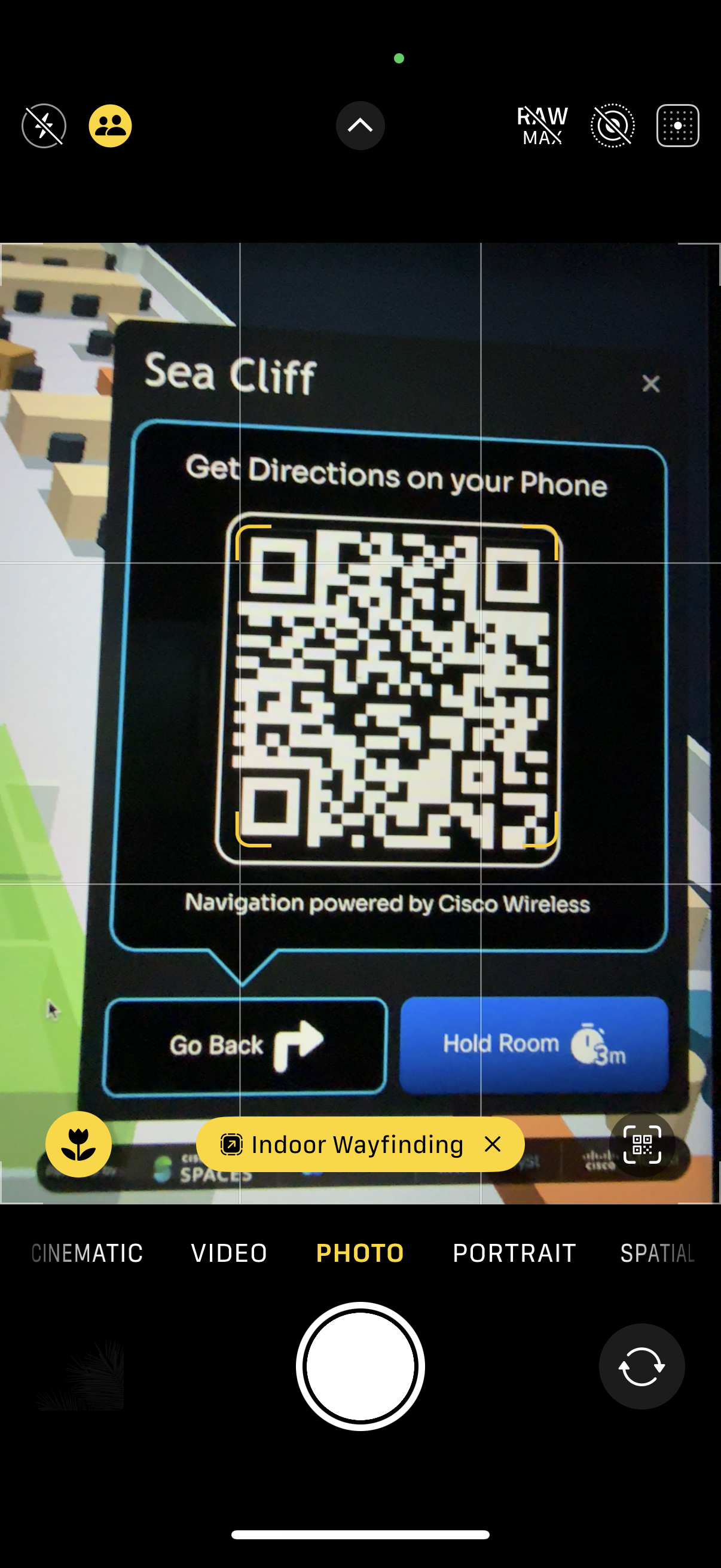 iOS Camera app scanning a QR code