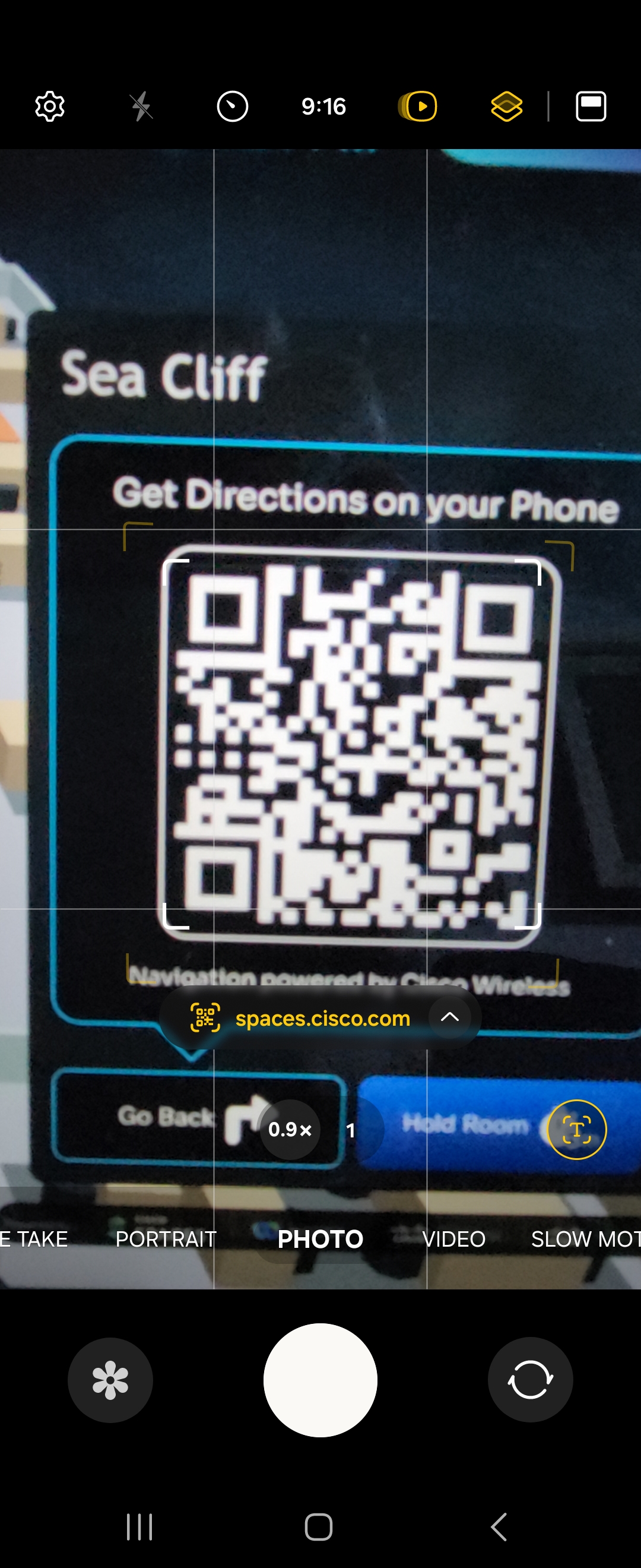 Android Camera app scanning a QR code