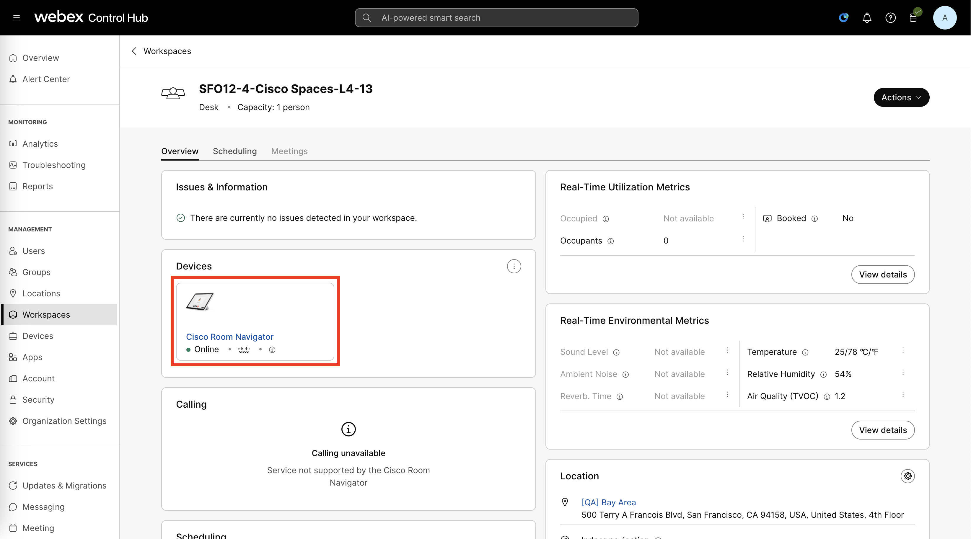 Control Hub - Workspaces