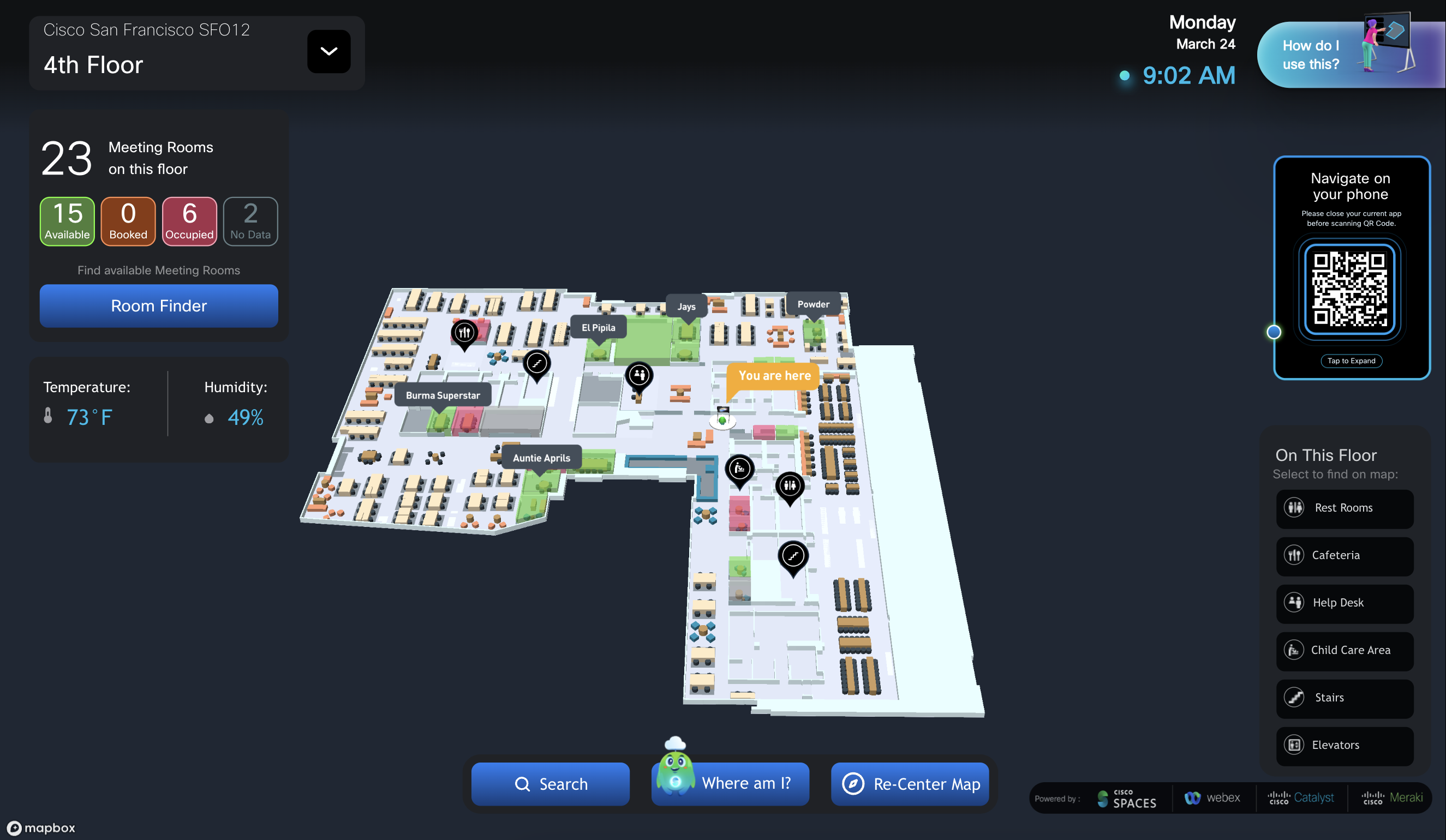 Space Explorer - Kiosk - Floor View - Occupancy and air quality widgets disabled