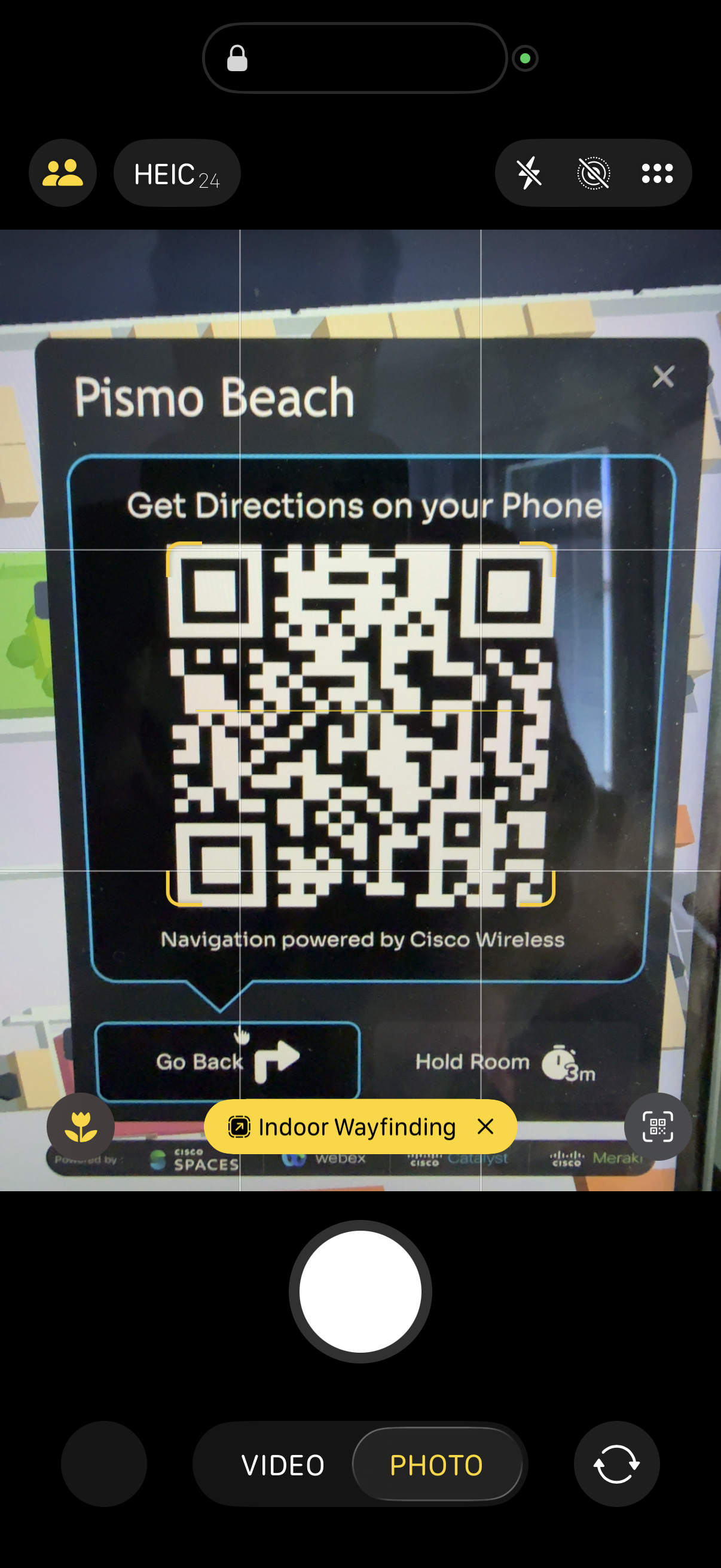 iOS Camera app scanning a QR code
