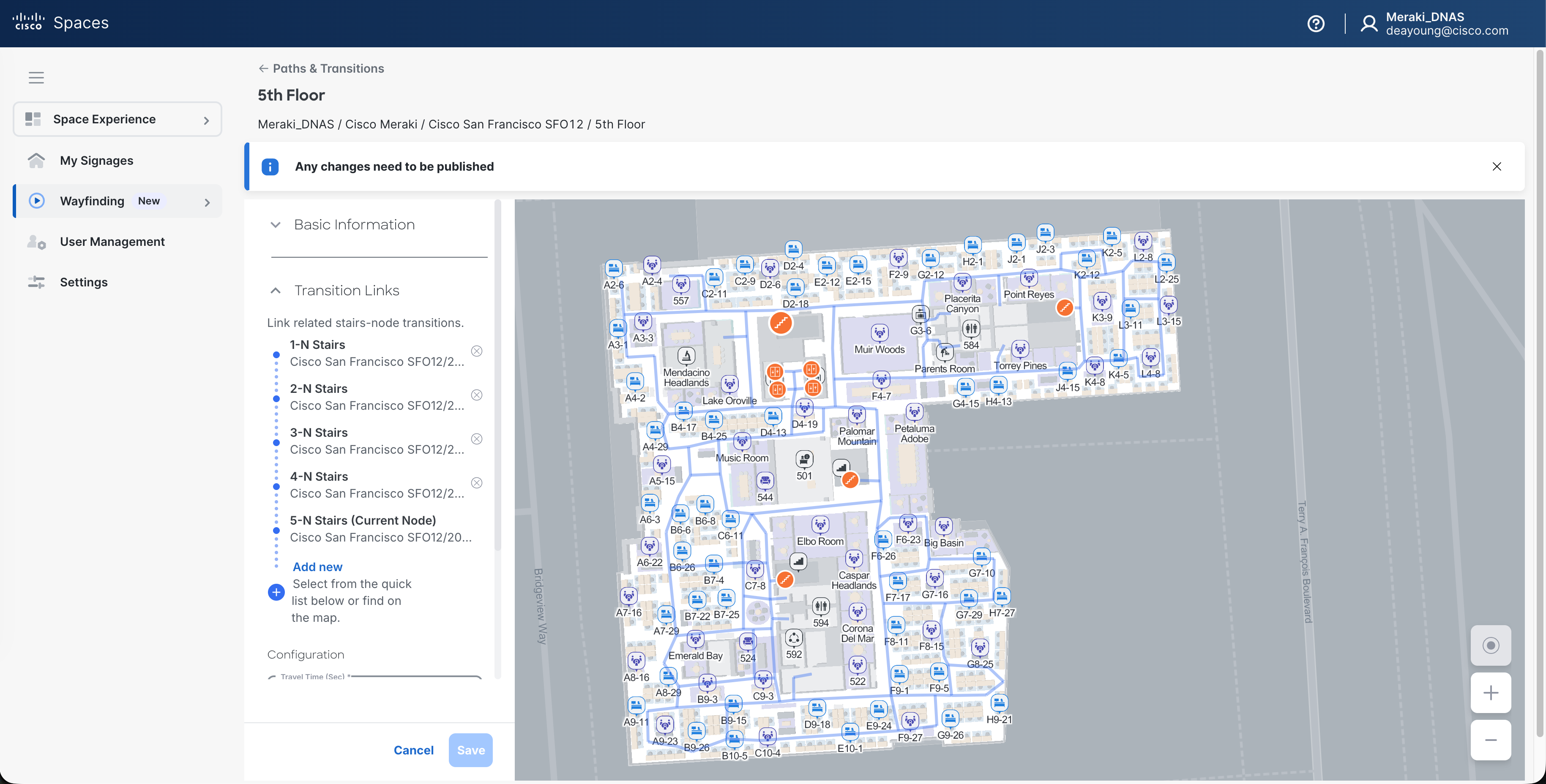 Space Experience - Wayfinding - Path and Transitions - Stairs example connecting all floors
