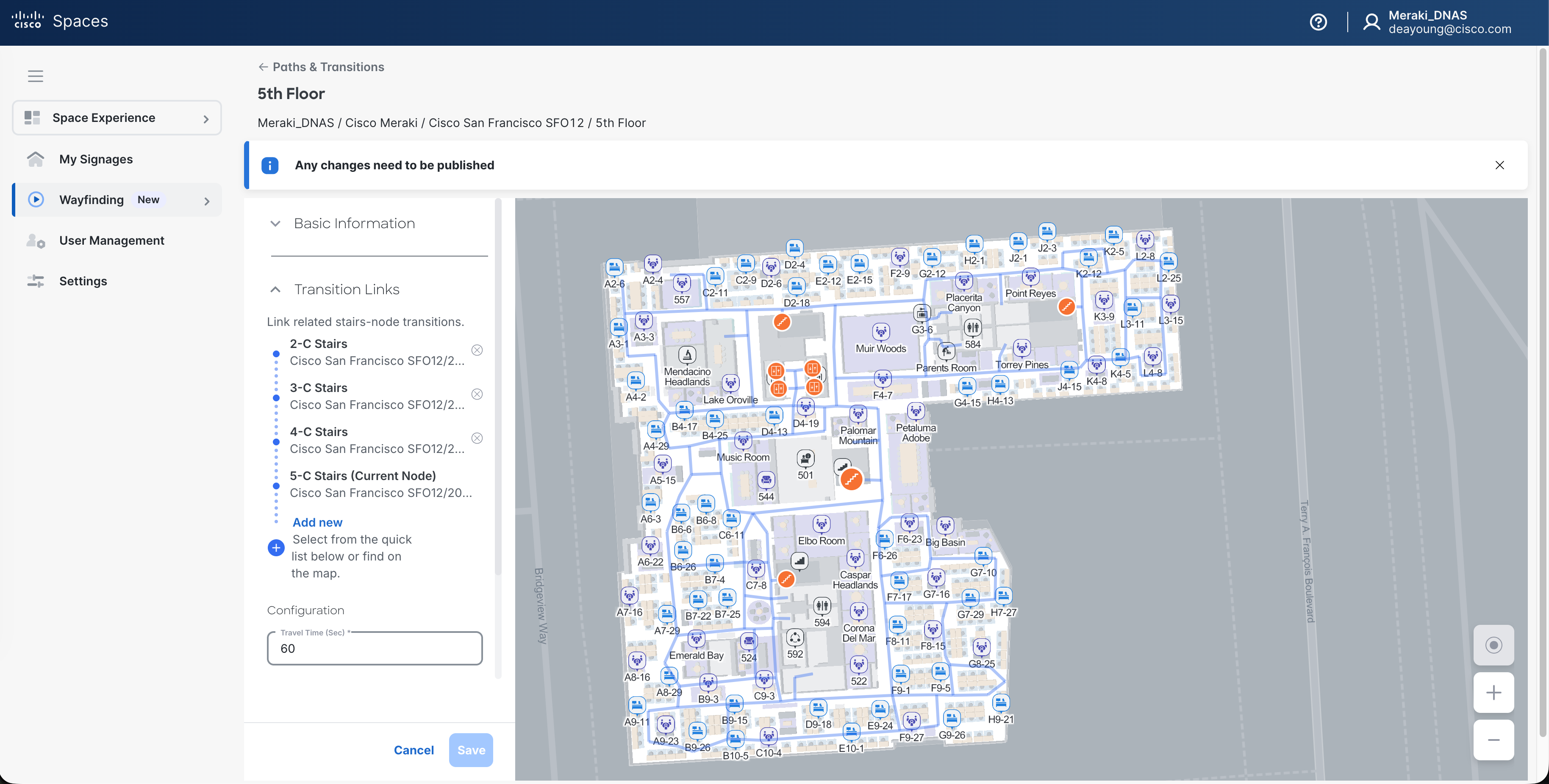 Space Experience - Wayfinding - Path and Transitions - Stairs example excluding some floors
