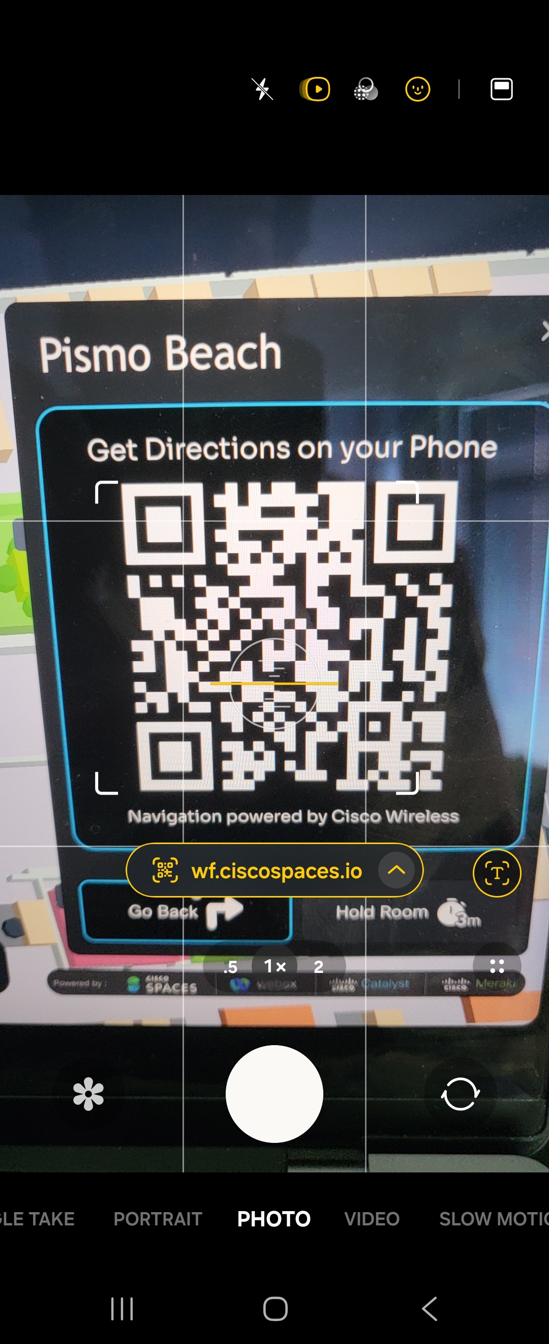 Android Camera app scanning a QR code