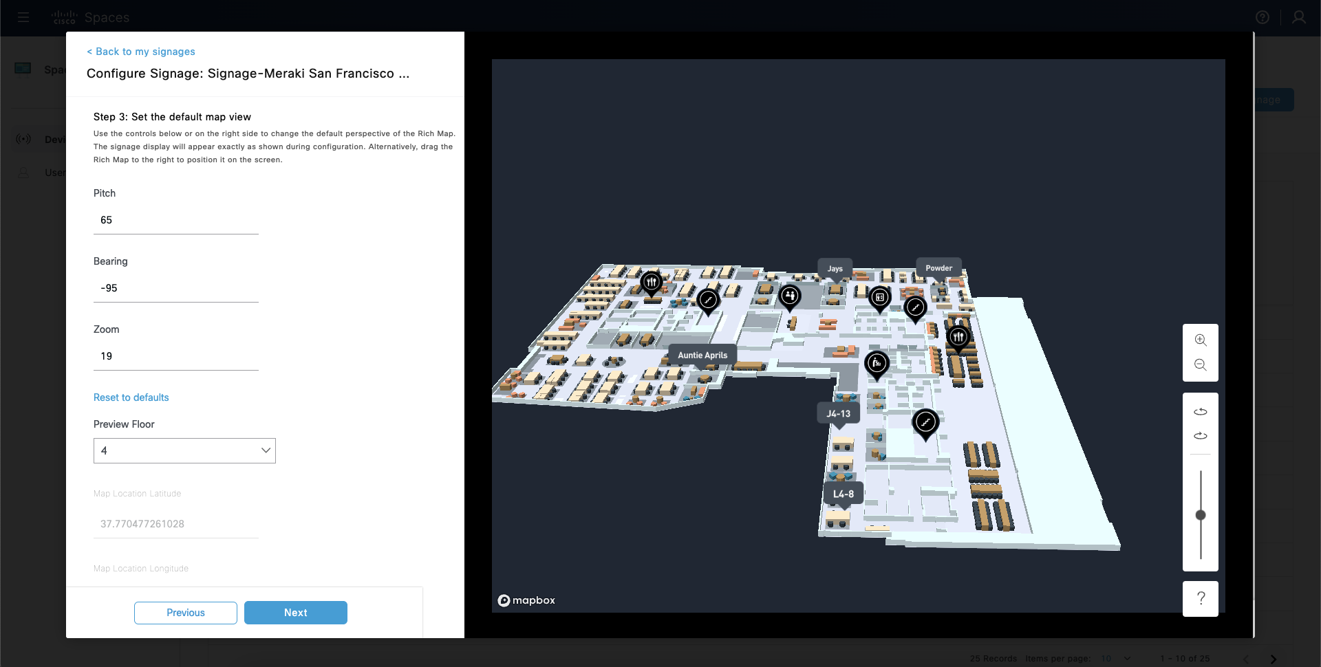 Space Experience - Set the default map view
