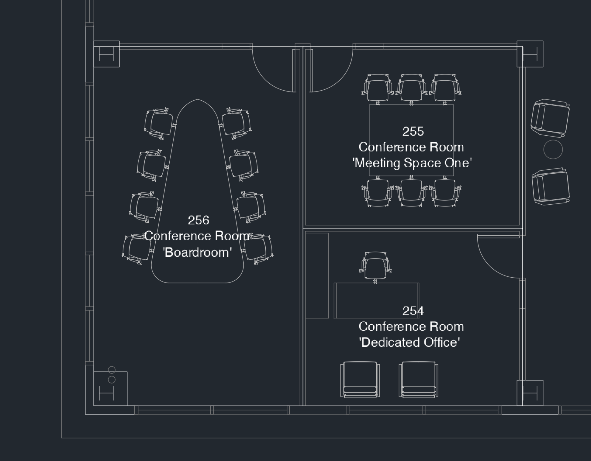 CAD (.dwg) space outlines
