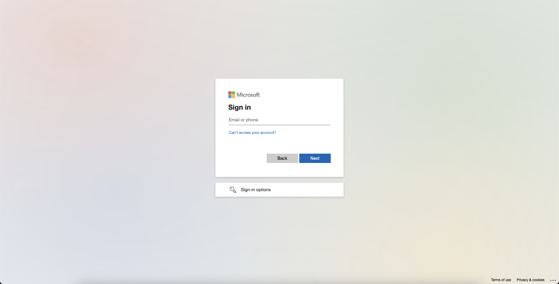 Microsoft Login - choose account