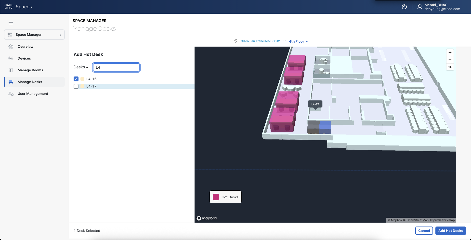 Space Manager - Manage Desks - Add Hot Desks Tip