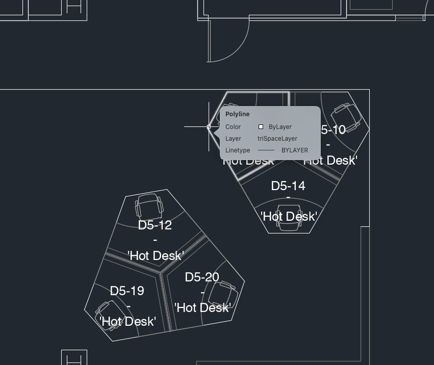 CAD (.dwg) space outlines