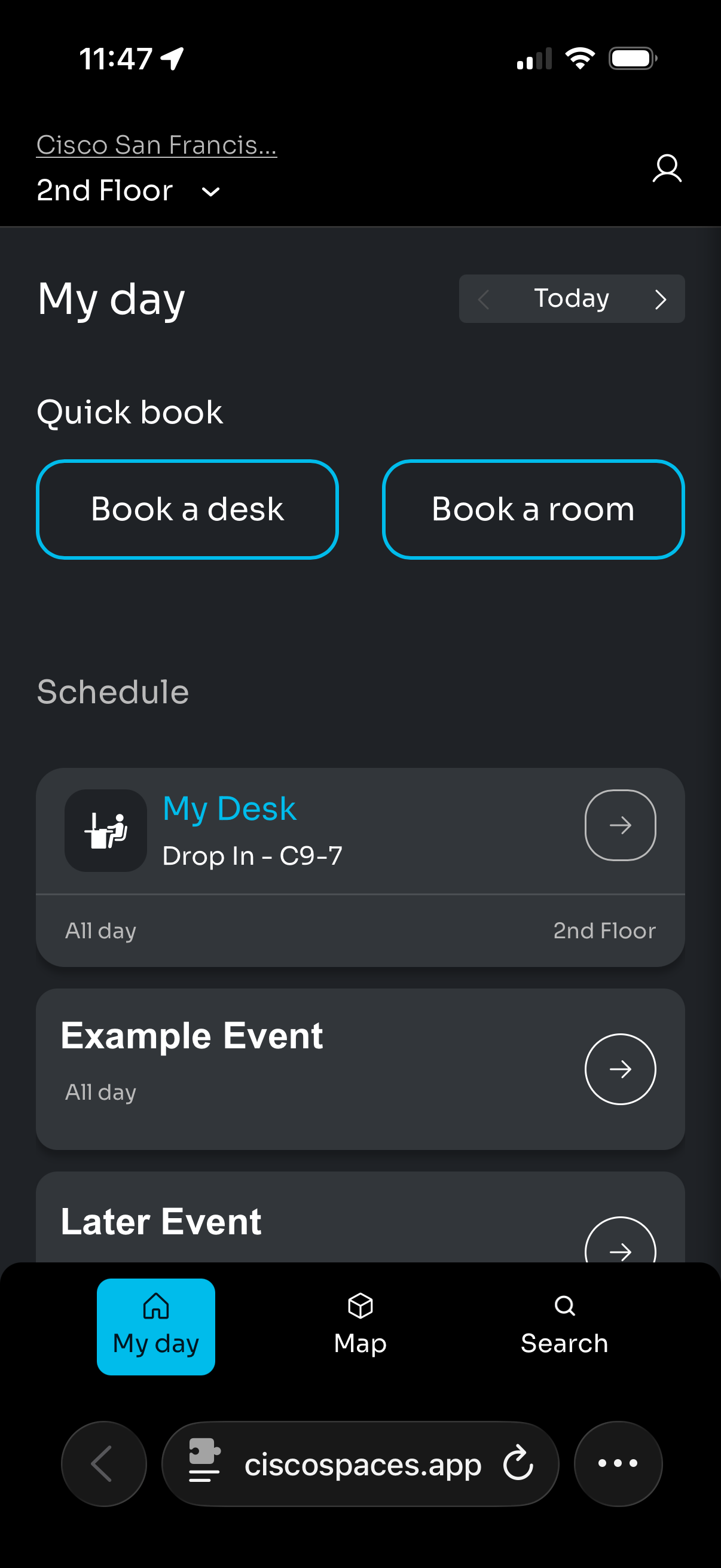 Mobile - Space Explorer Web App - My Day tab