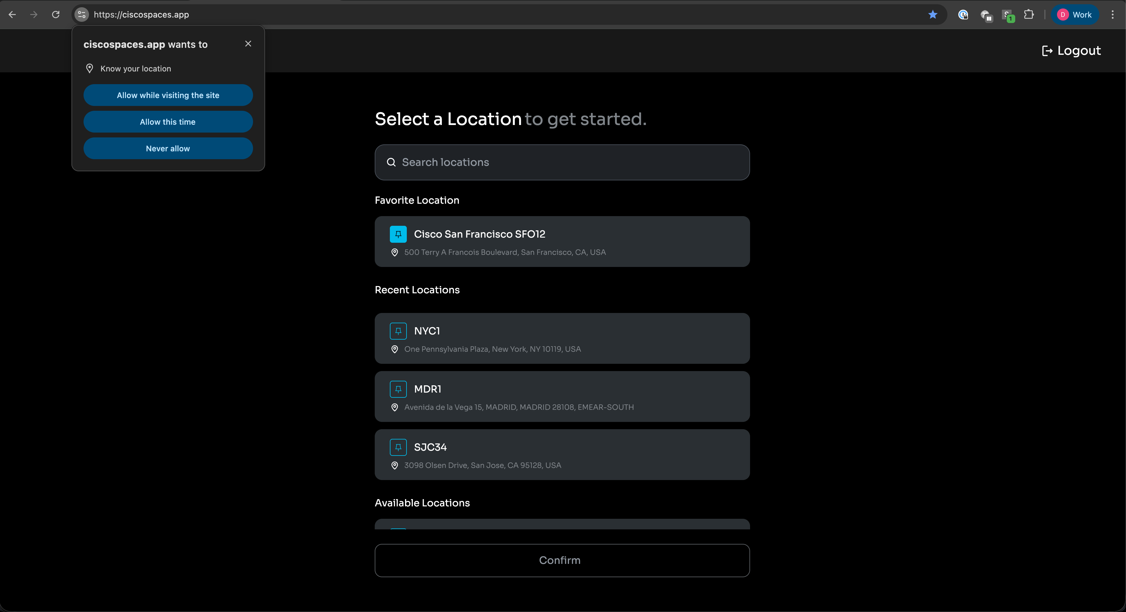 Computer - Space Explorer Web App - Location list
