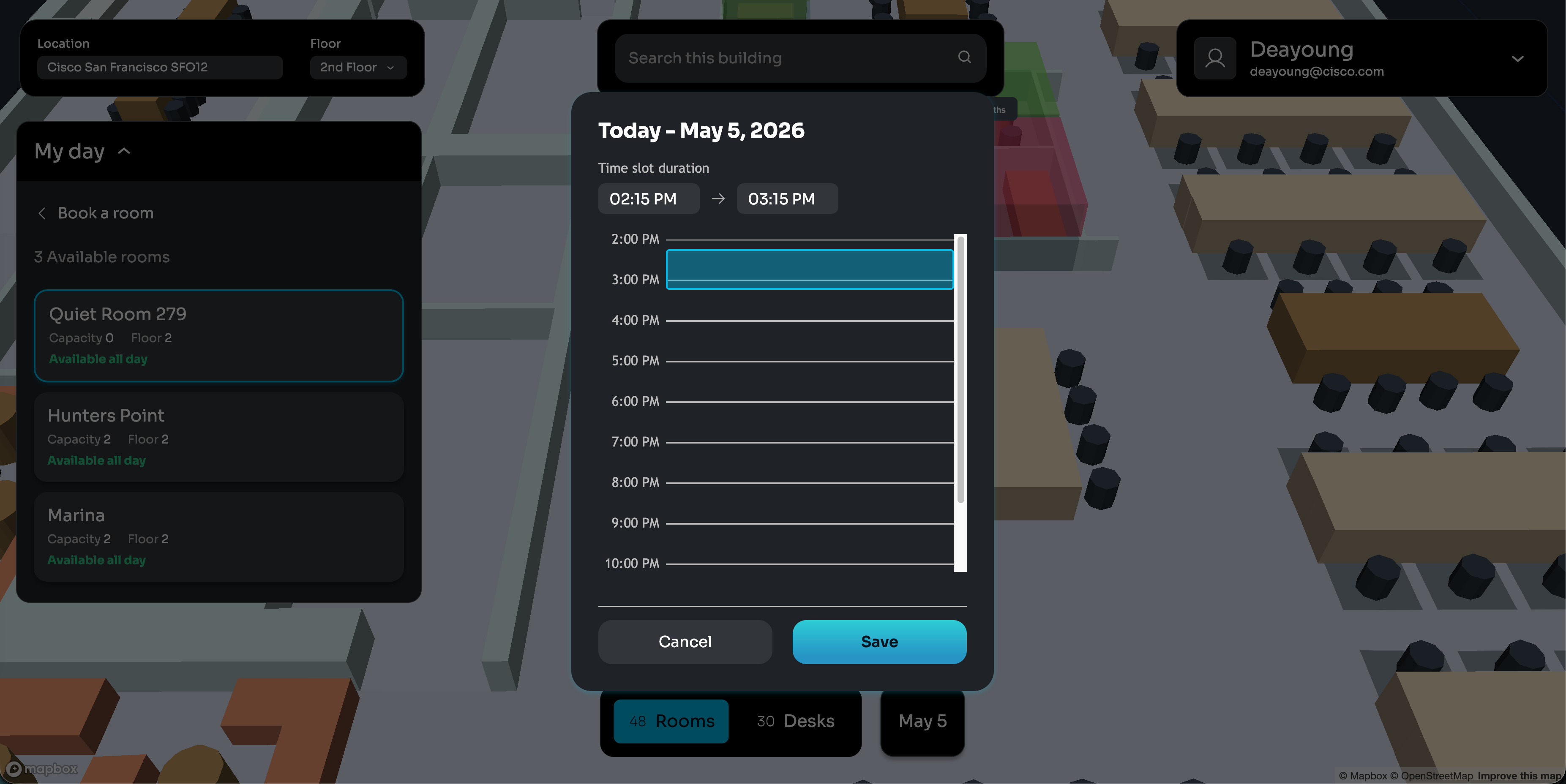 Space Explorer Web App - Room Booking - More time options