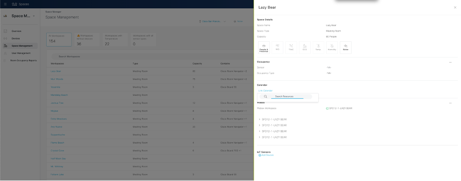 Cisco Spaces - Space Manager - Space Management - Room - Link Calendar