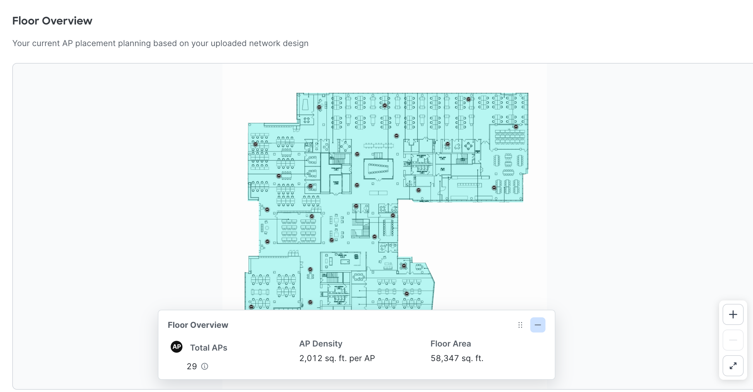 Floor overview showing the interpreted floor area and access point positions