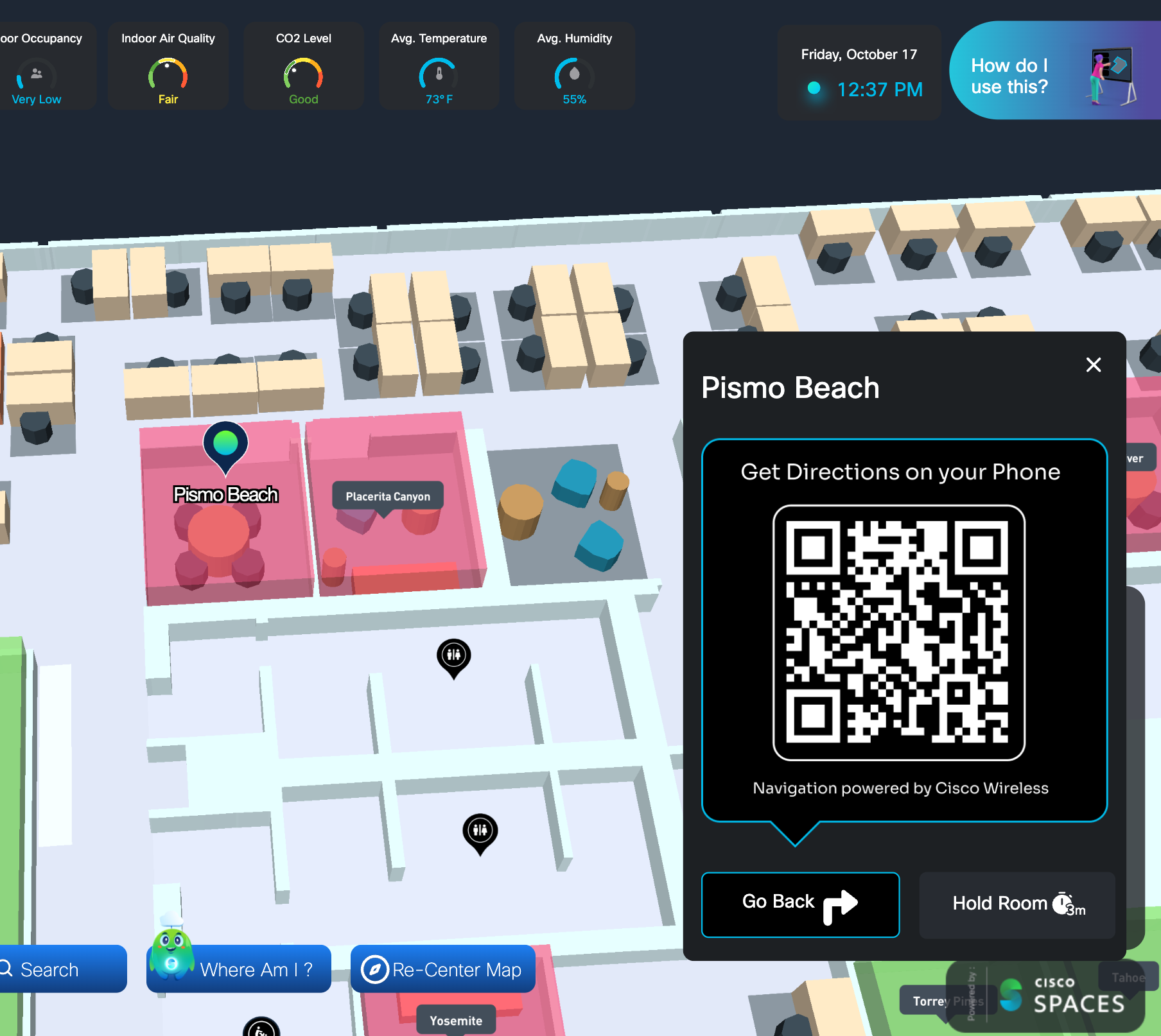 Space Explorer Kiosk showing Get Direction QR code